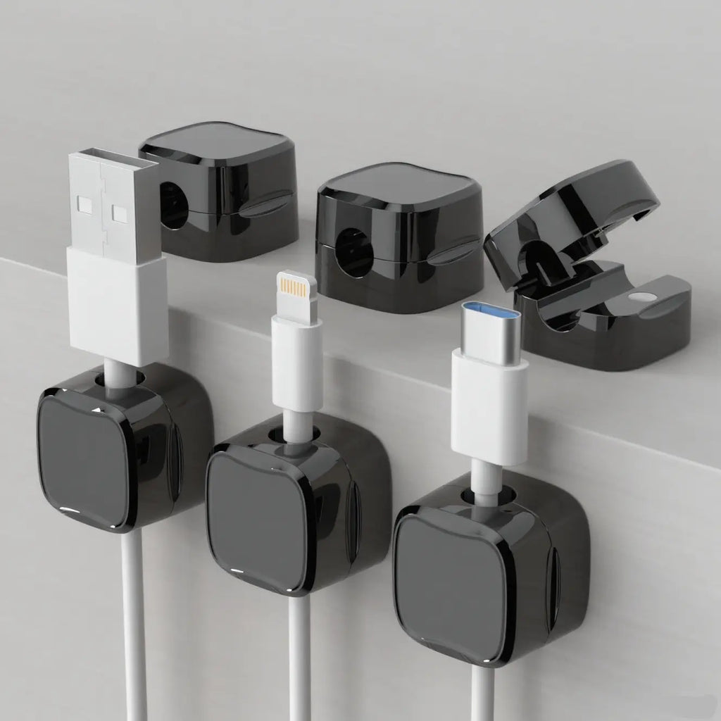 Magnetic Cable Clips, 6Pcs Cable Holder, Cable Management Clip, Adhesive Wire Holder Keeper Organizer, Cord Organizer for Home Office Desk Phone Car Wall Desktop Nightstand, Cable Management Kit, Cable Organizers for Cords