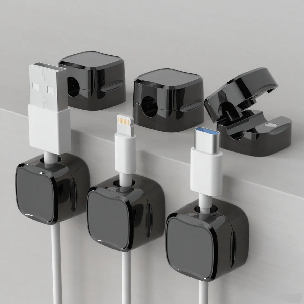 Magnetic Cable Clips, 6Pcs Cable Holder, Cable Management Clip, Adhesive Wire Holder Keeper Organizer, Cord Organizer for Home Office Desk Phone Car Wall Desktop Nightstand, Cable Management Kit, Cable Organizers for Cords