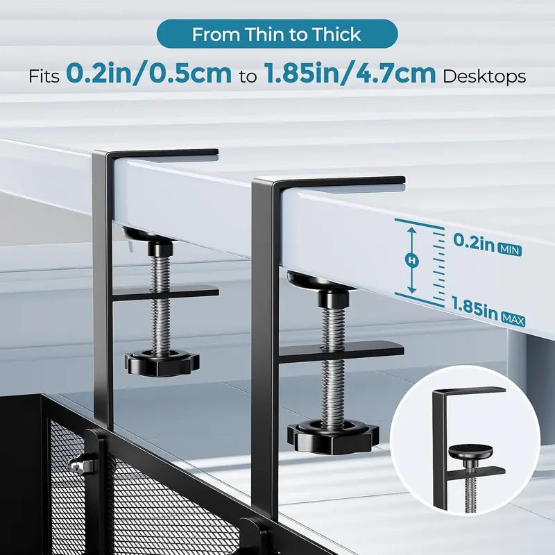 No-Drill Metal under Desk Management Tray, Power Strip & Organizer for Office,Under Desk Storage,Organizer Tray,Black