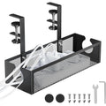 No-Drill Metal under Desk Management Tray, Power Strip & Organizer for Office,Under Desk Storage,Organizer Tray,Black