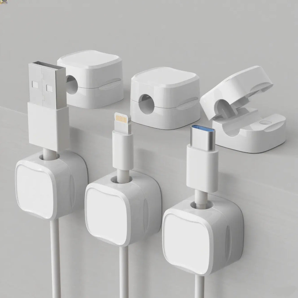 Magnetic Cable Clips, 6Pcs Cable Holder, Cable Management Clip, Adhesive Wire Holder Keeper Organizer, Cord Organizer for Home Office Desk Phone Car Wall Desktop Nightstand, Cable Management Kit, Cable Organizers for Cords